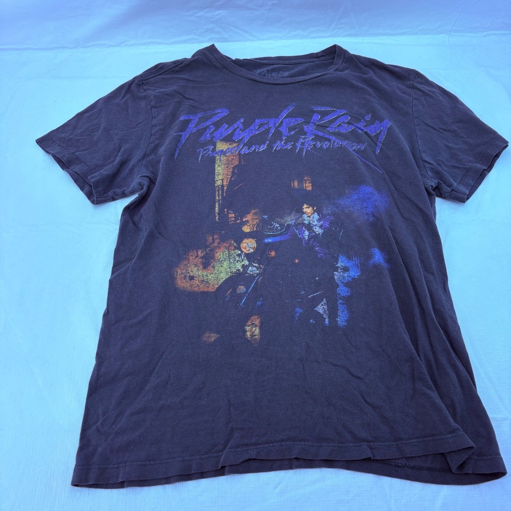 Prince Purple Rain Graphic T-Shirt Mens Large Faded Black Cotton Music Tee 0958